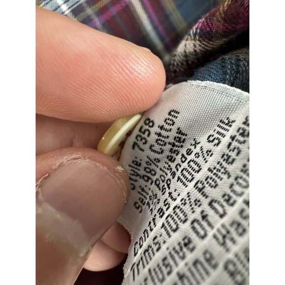 Johnny Was 3J Workshop Lorie Multicolor Plaid Embroidered Button Down Top XS - Picture 4 of 7